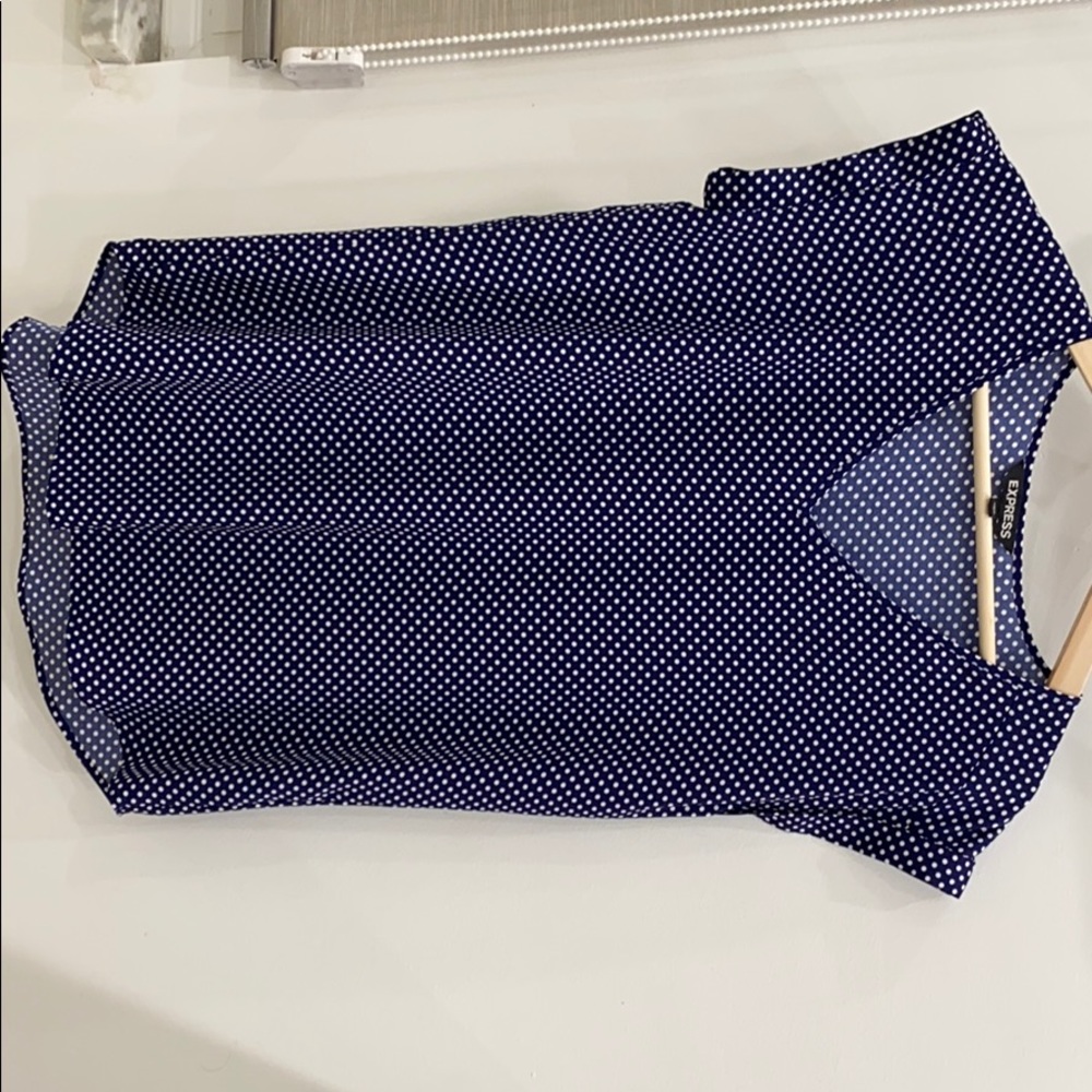 Express Short Sleeve Blue with White Polkadots